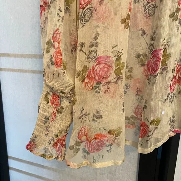 Sundance Amelia Cream Bloom Sheer Floral Blouse - Picture 4 of 8